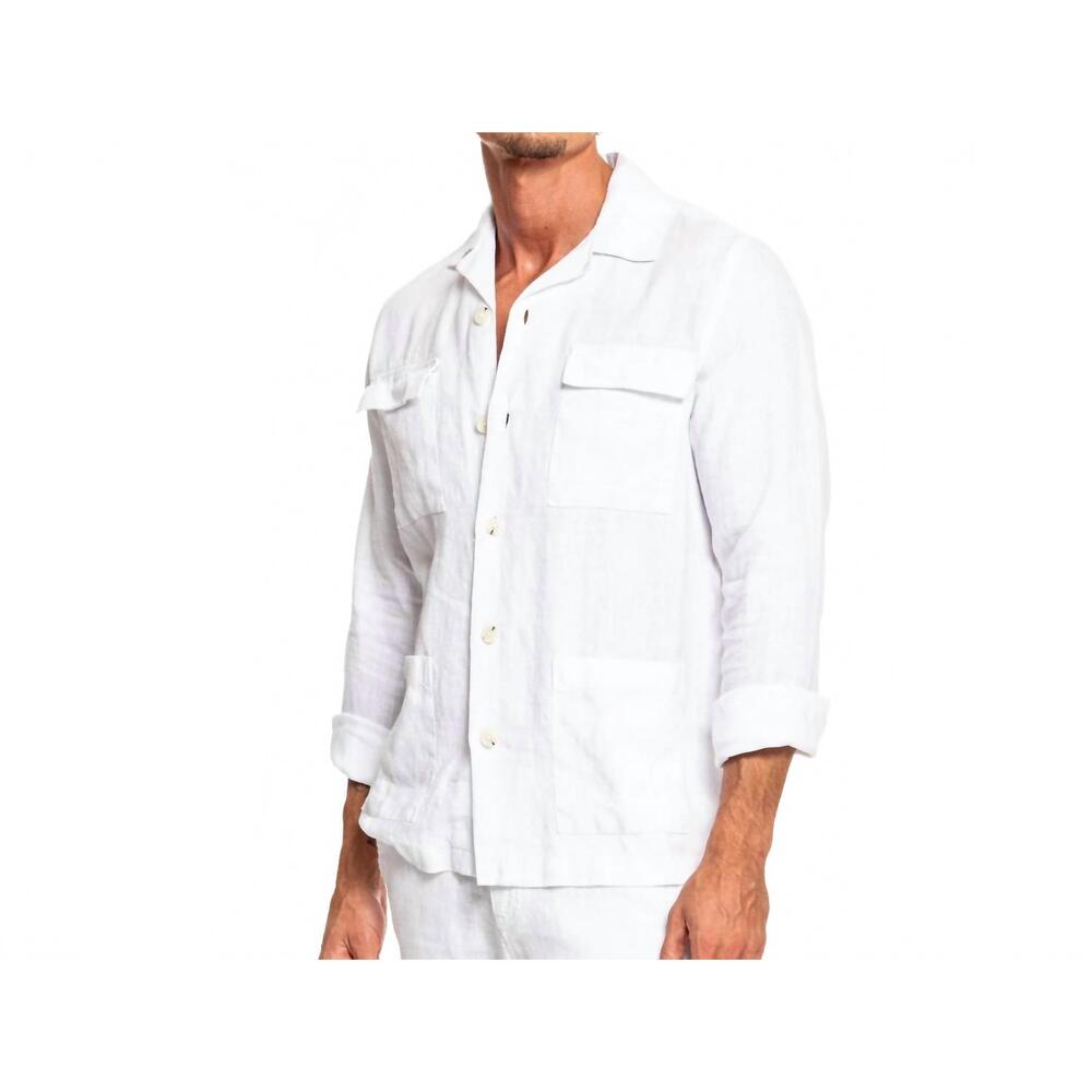 NEW EIGHT X linen overshirt in white